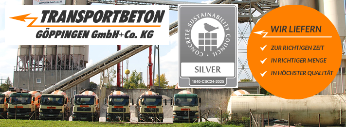 Transportbeton Göppingen GmbH & Co. KG ihr zuverlässiger Anprechpartner für Transportbeton, Fließestrich und Betonpumpen.